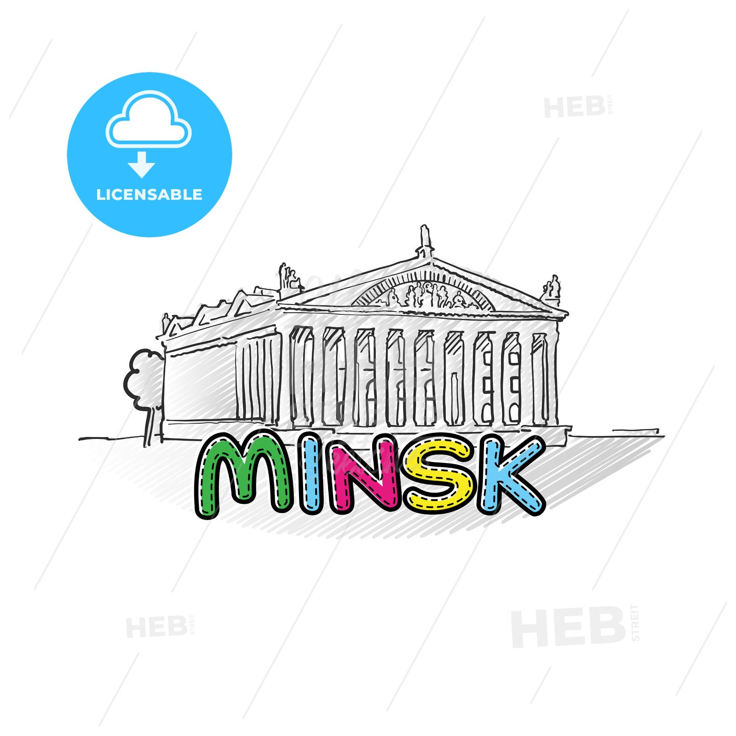 Minsk beautiful sketched icon – instant download