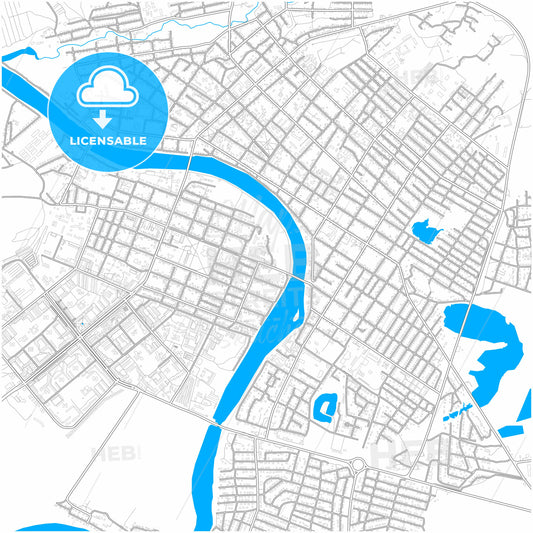 Minusinsk, Krasnoyarsk Krai, Russia, city map with high quality roads.