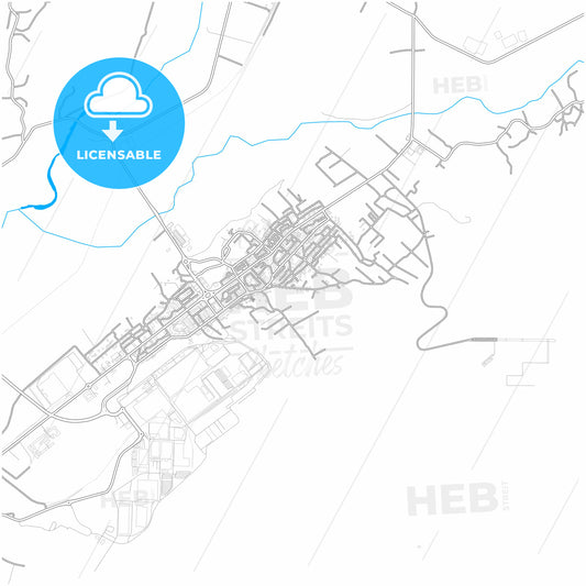 Mioveni, Argeș, Romania, city map with high quality roads.