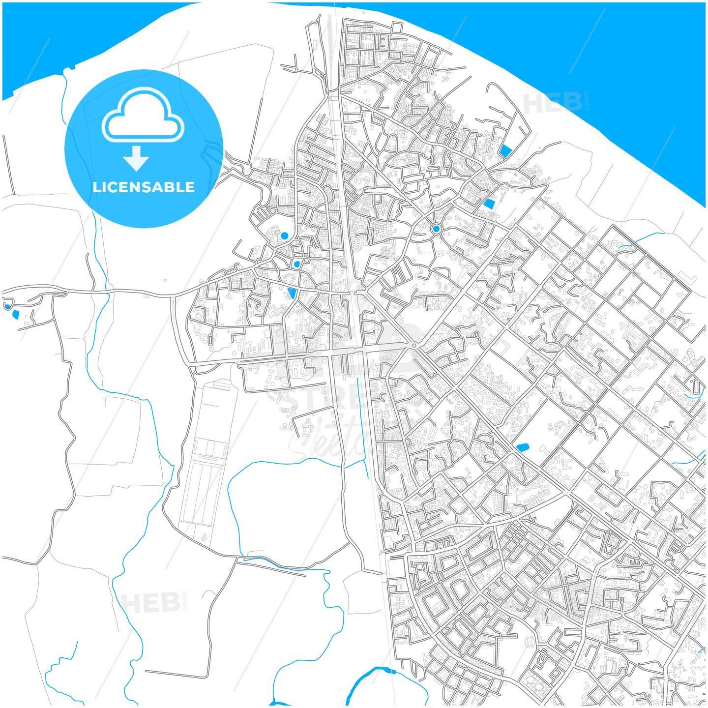 Mira-Bhayandar, Maharashtra, India, city map with high quality roads.