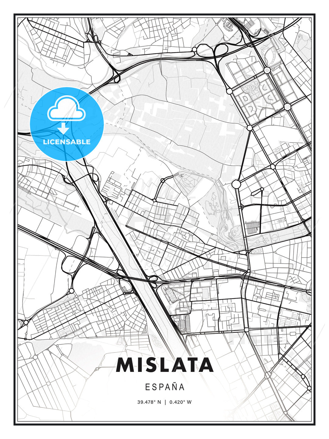 Mislata, Spain, Modern Print Template in Various Formats - HEBSTREITS Sketches