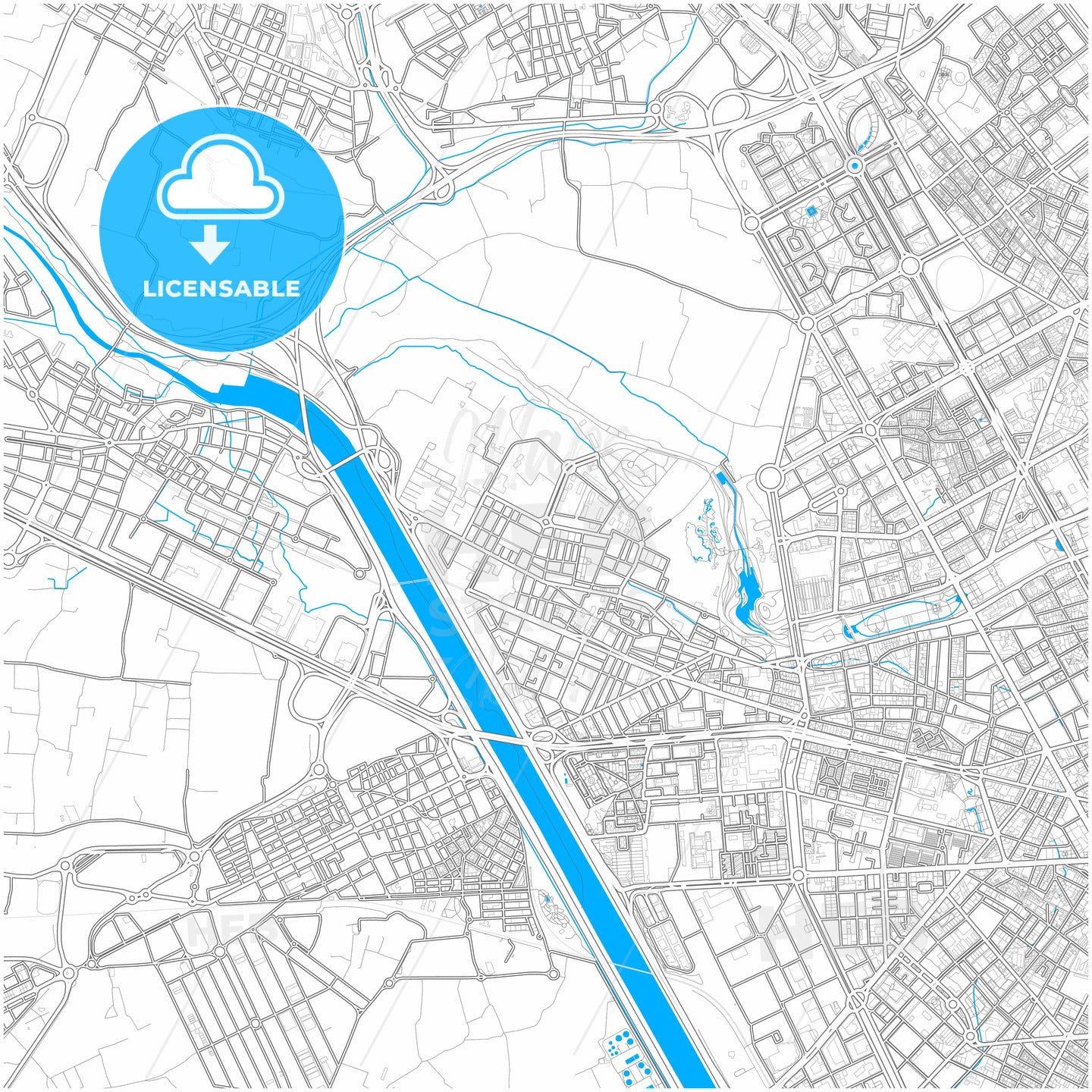 Mislata, Valencia, Spain, city map with high quality roads.