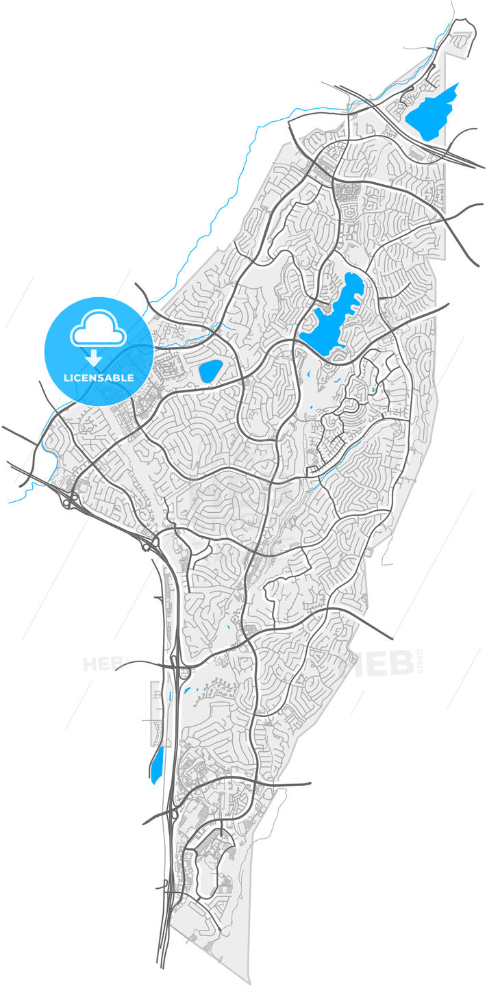 Mission Viejo, California, United States, high quality vector map