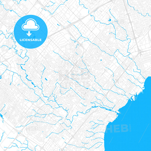 Mississauga, Canada PDF vector map with water in focus