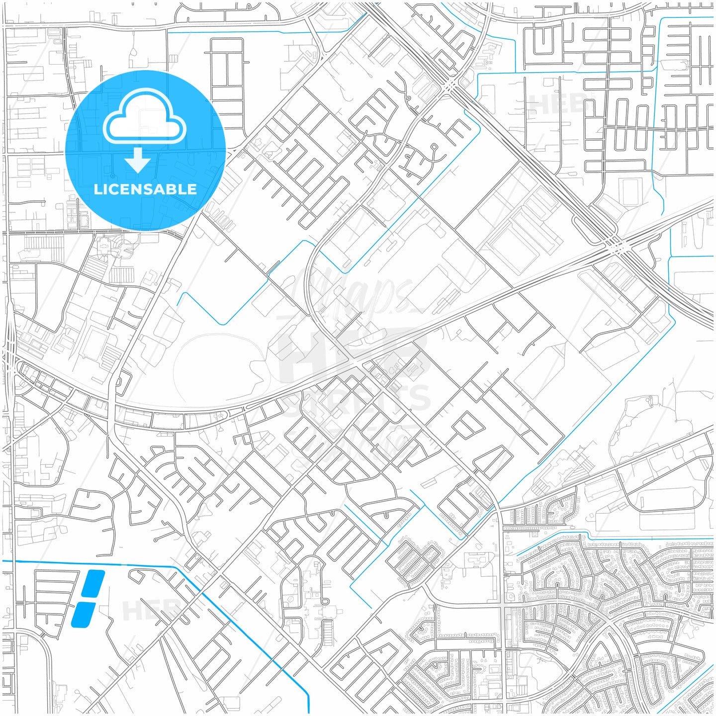 Missouri City, Texas, United States, city map with high quality roads.