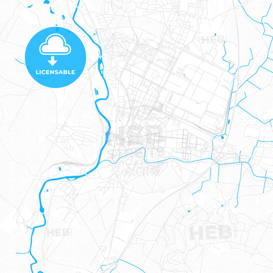 Mladá Boleslav, Czechia PDF vector map with water in focus