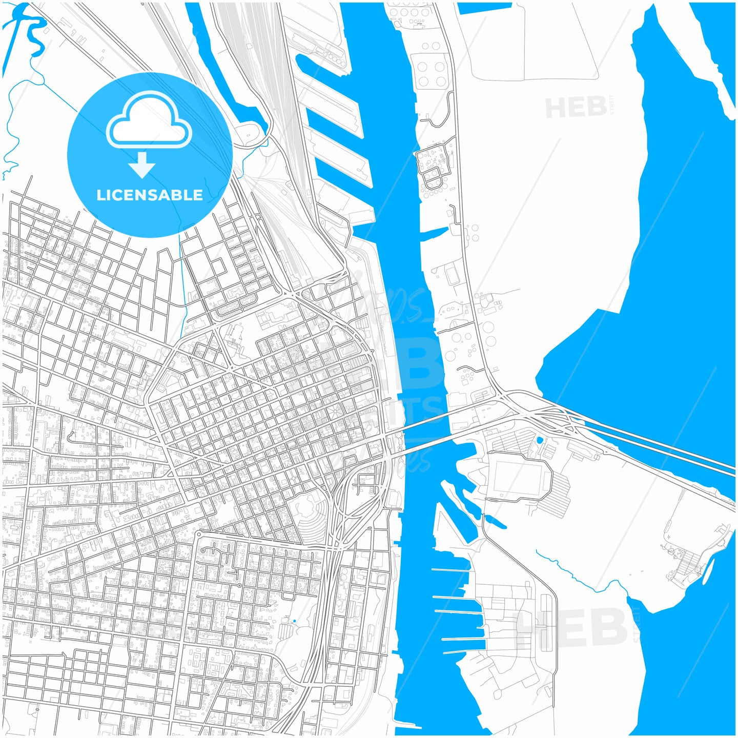 Mobile, Alabama, United States, city map with high quality roads.