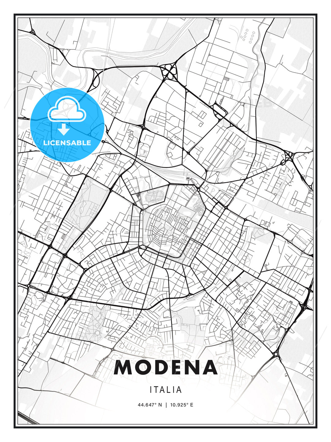 Modena, Italy, Modern Print Template in Various Formats - HEBSTREITS Sketches