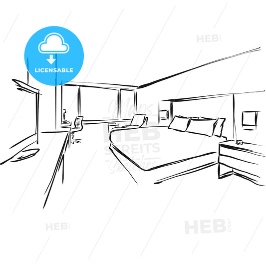 Modern Hotel Room Kig Size Bed – instant download