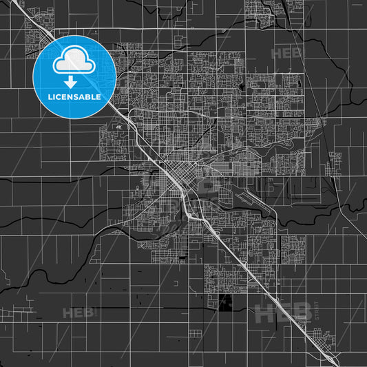 Modesto, California - Area Map - Dark