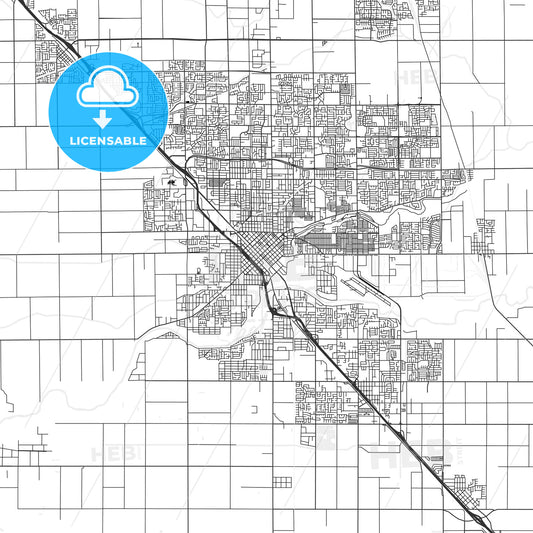 Modesto, California - Area Map - Light