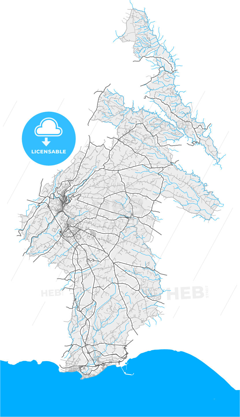 Modica, Sicily, Italy, high quality vector map