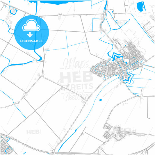 Moerdijk, North Brabant, Netherlands, city map with high quality roads.