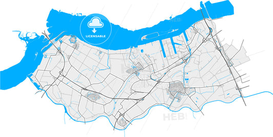 Moerdijk, North Brabant, Netherlands, high quality vector map
