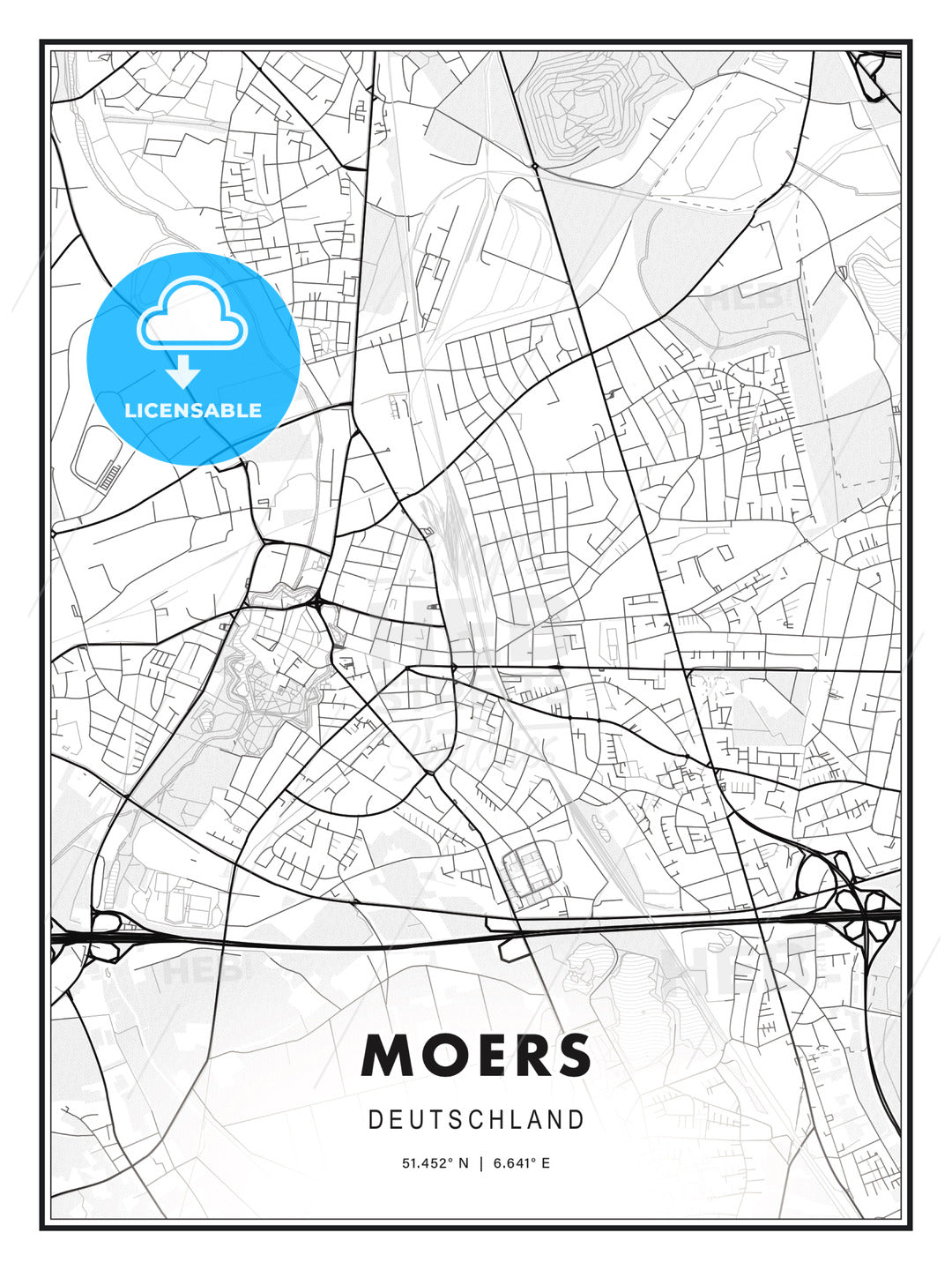 Moers, Germany, Modern Print Template in Various Formats - HEBSTREITS Sketches