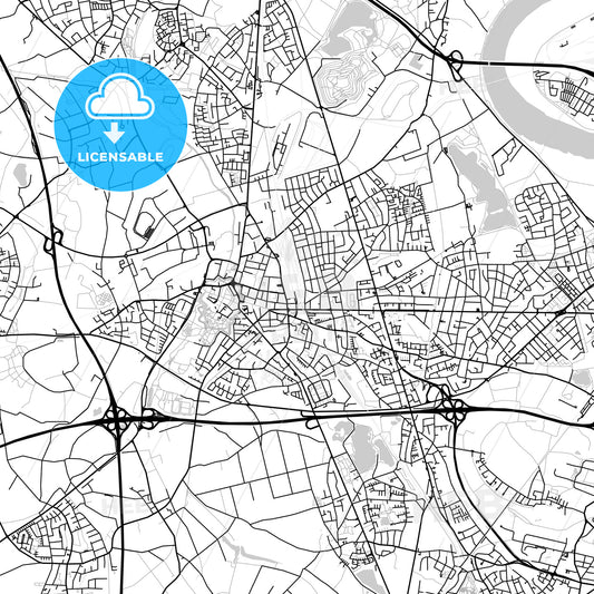 Moers, Germany, Vector Map - Light