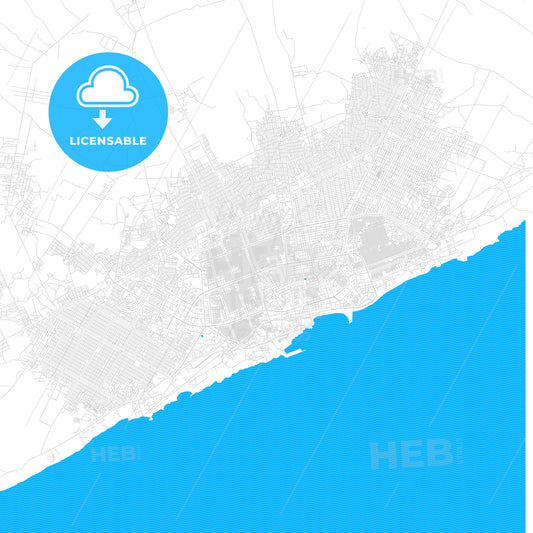 Mogadishu, Somalia PDF vector map with water in focus
