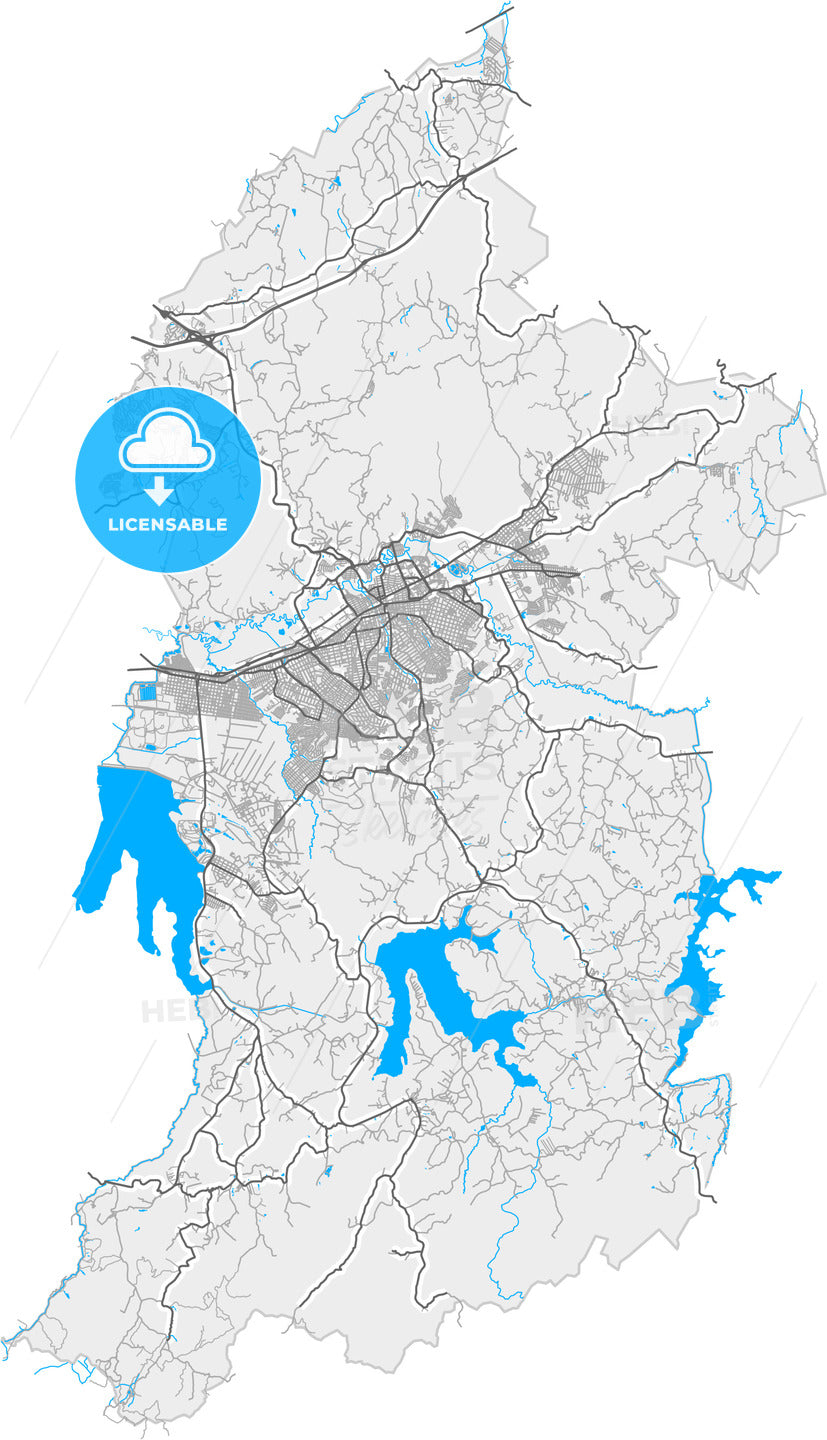 Mogi das Cruzes, Brazil, high quality vector map