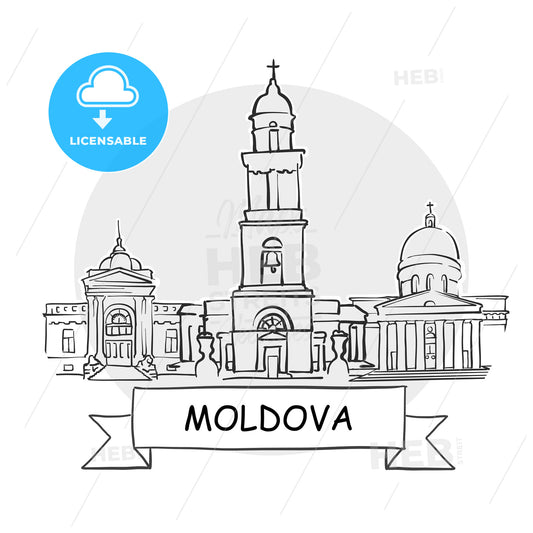 Moldova hand-drawn urban vector sign – instant download