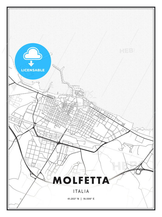 Molfetta, Italy, Modern Print Template in Various Formats - HEBSTREITS Sketches