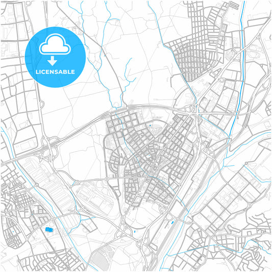 Mollet del Vallès, Barcelona, Spain, city map with high quality roads.