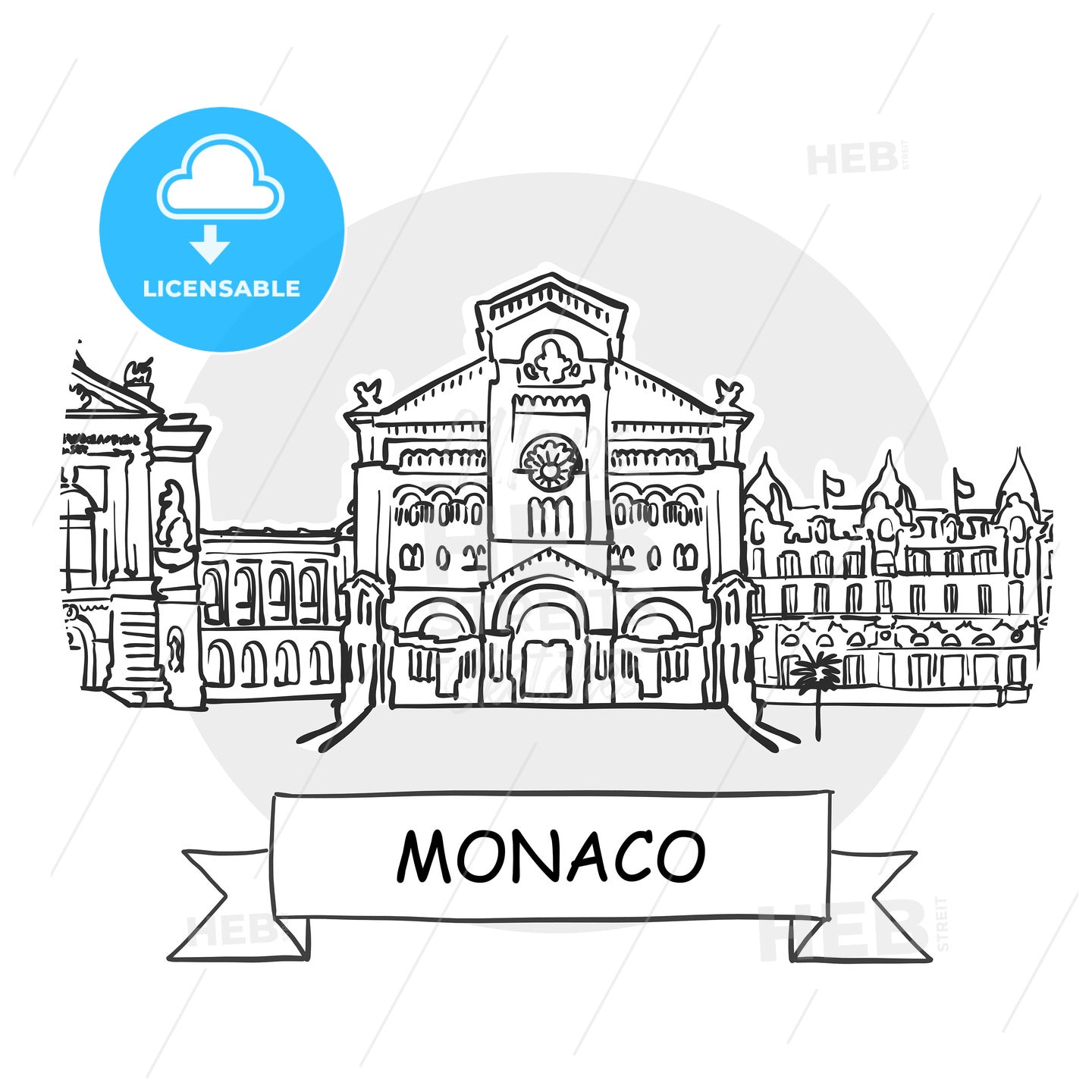 Monaco Cityscape Vector Sign – instant download