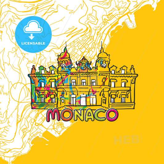 Monaco Travel Art Map