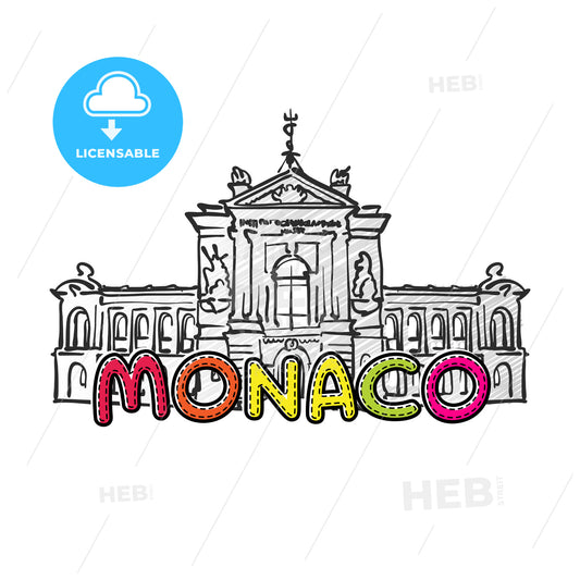 Monaco beautiful sketched icon – instant download