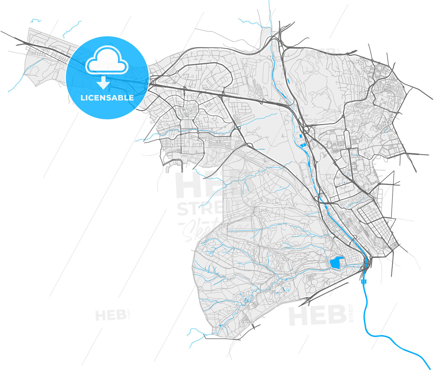 Moncloa-Aravaca, Madrid, Spain, high quality vector map