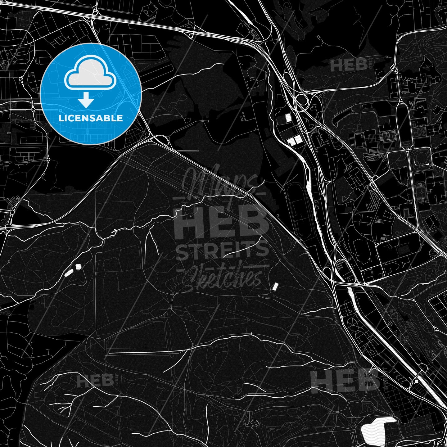 Moncloa-Aravaca, Spain Pdf Vector Map Black And White – HEBSTREITS