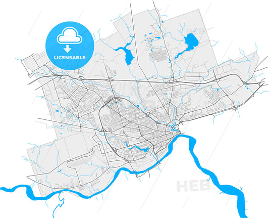 Moncton, New Brunswick, Canada, high quality vector map