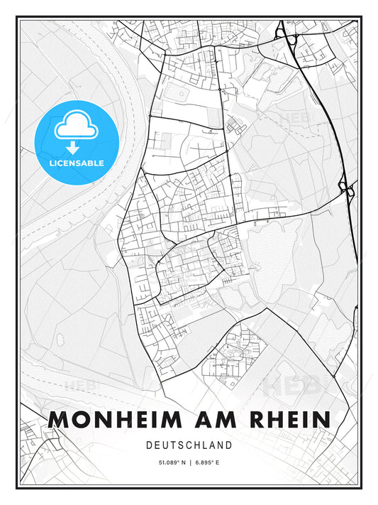 Monheim am Rhein, Germany, Modern Print Template in Various Formats - HEBSTREITS Sketches