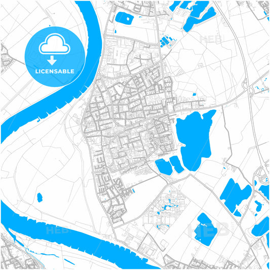 Monheim am Rhein, North Rhine-Westphalia, Germany, city map with high quality roads.