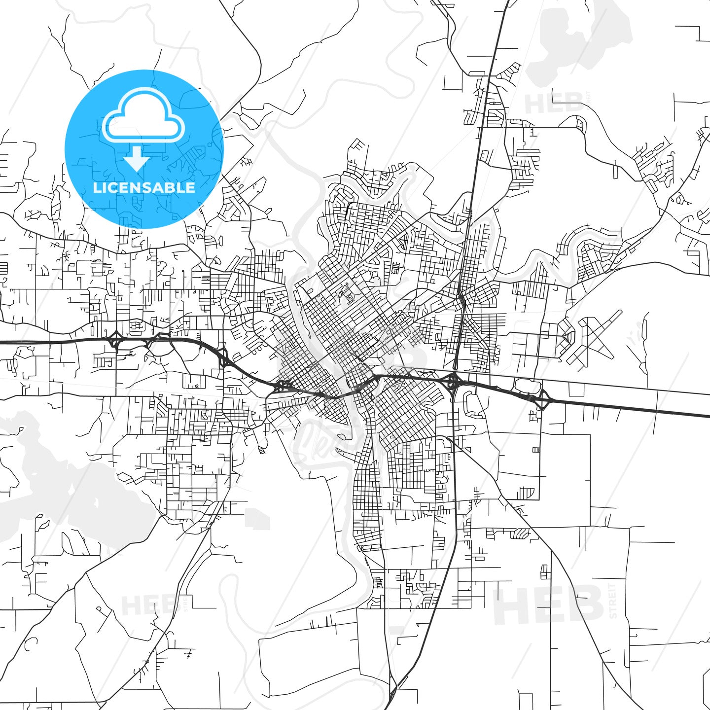 Monroe, Louisiana - Area Map - Light