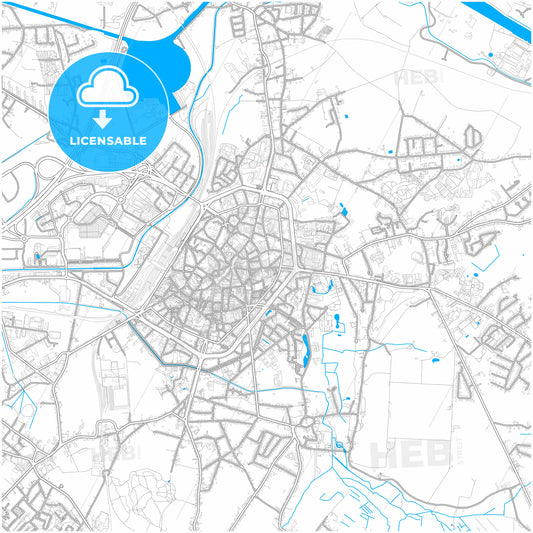 Mons, Hainaut, Belgium, city map with high quality roads.