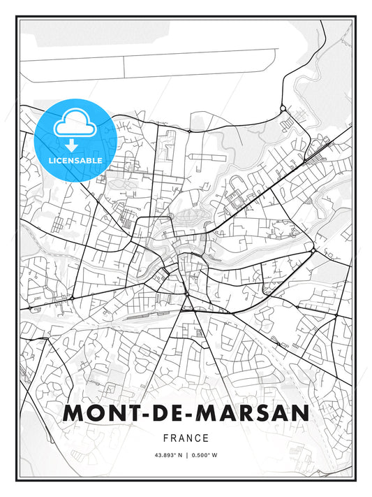 Mont-de-Marsan, France, Modern Print Template in Various Formats - HEBSTREITS Sketches