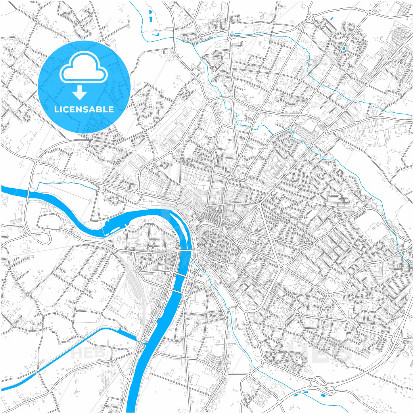 Montauban, Tarn-et-Garonne, France, city map with high quality roads.