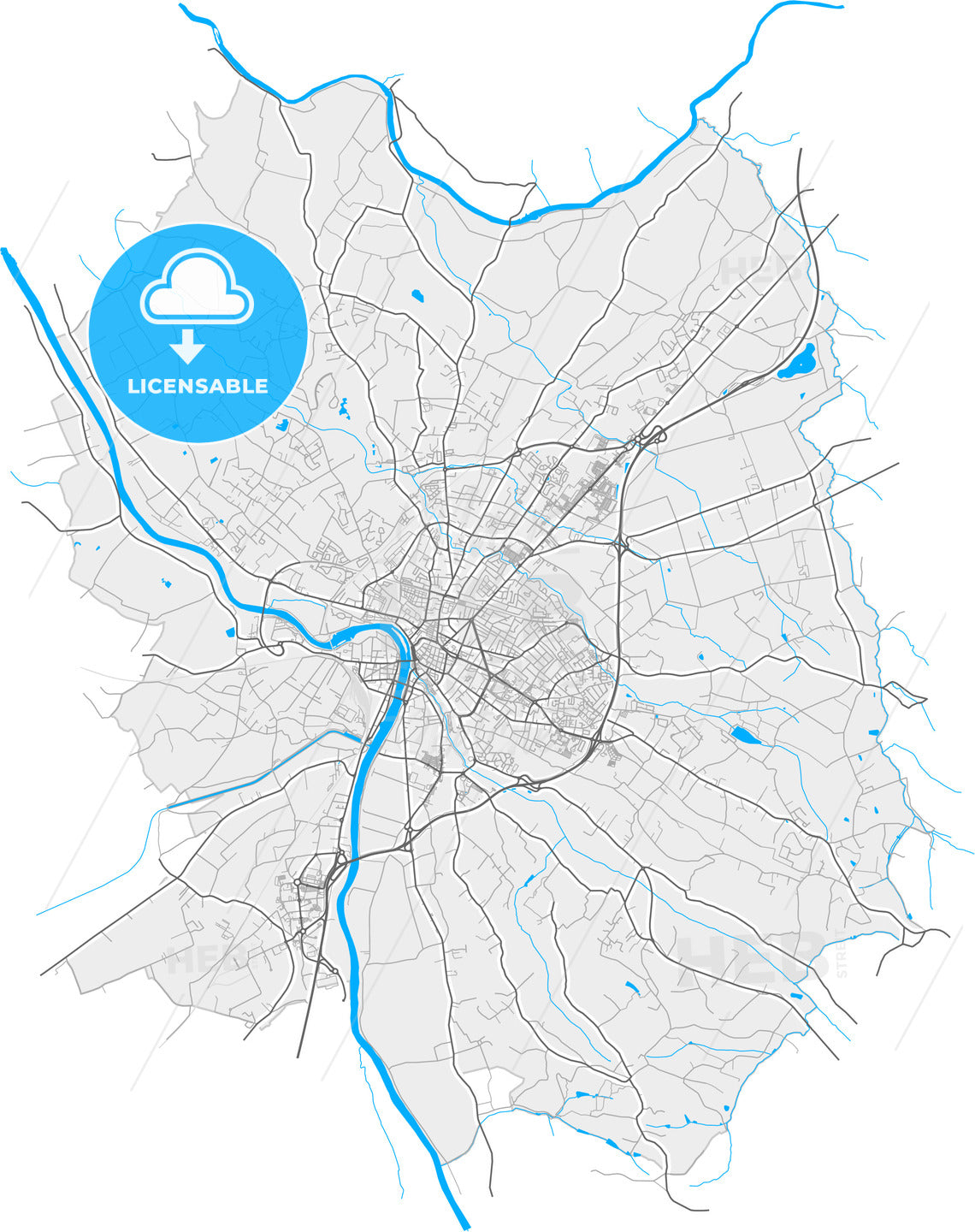 Montauban, Tarn-et-Garonne, France, high quality vector map