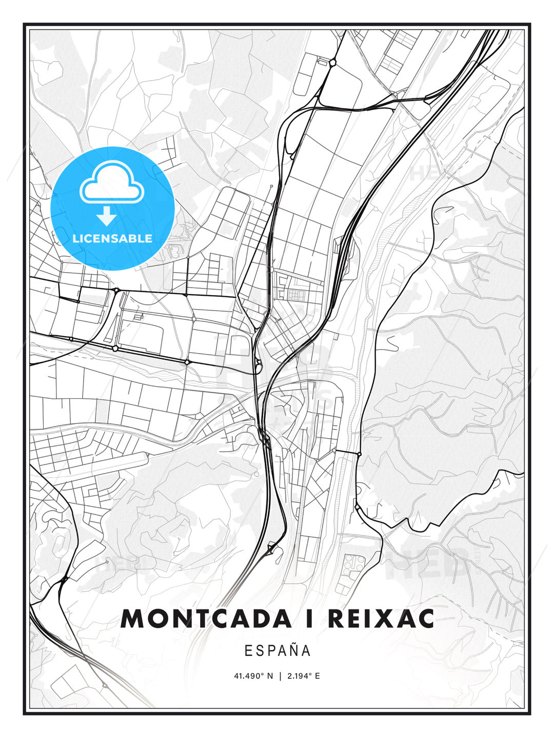 Montcada i Reixac, Spain, Modern Print Template in Various Formats - HEBSTREITS Sketches