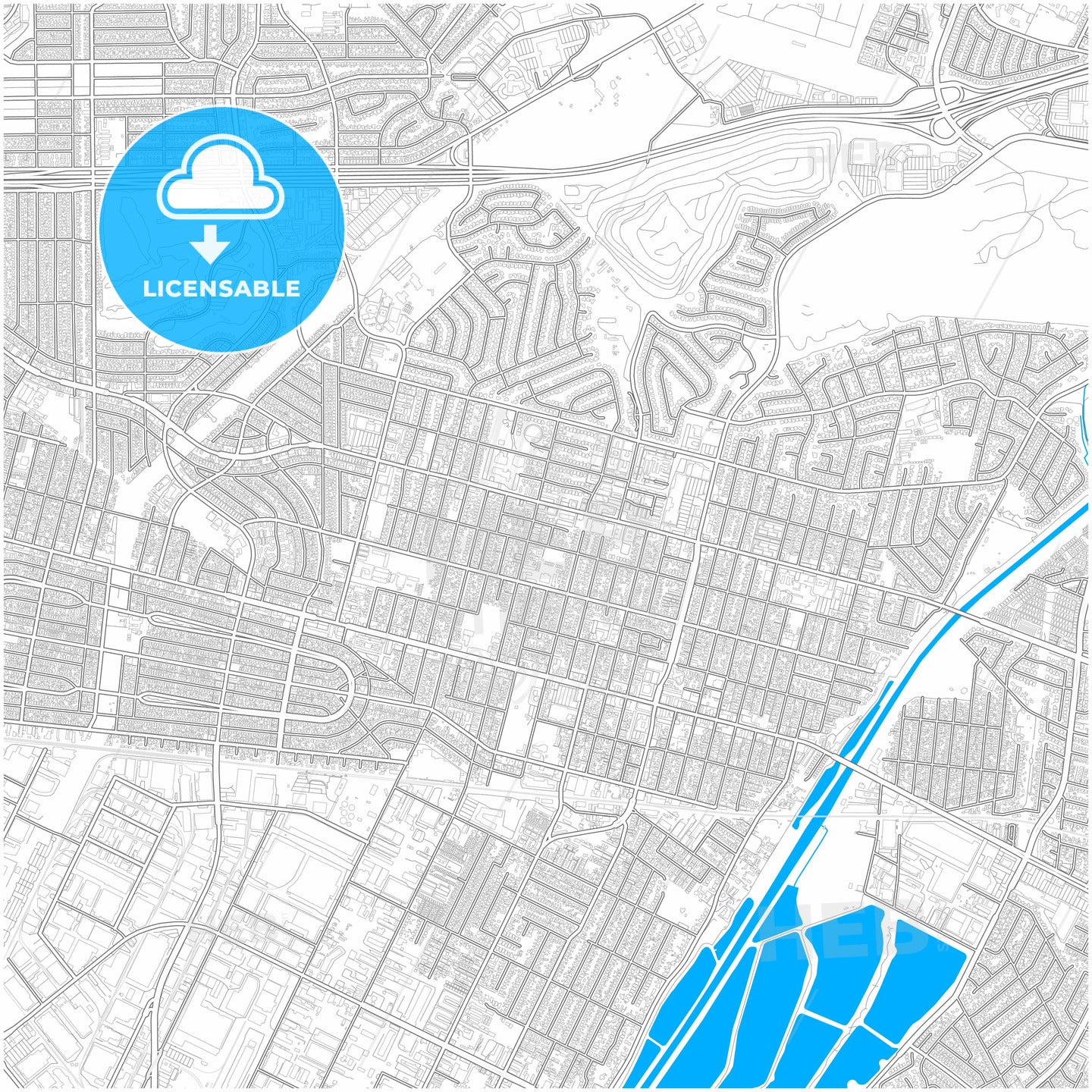 Montebello, California, United States, city map with high quality roads.