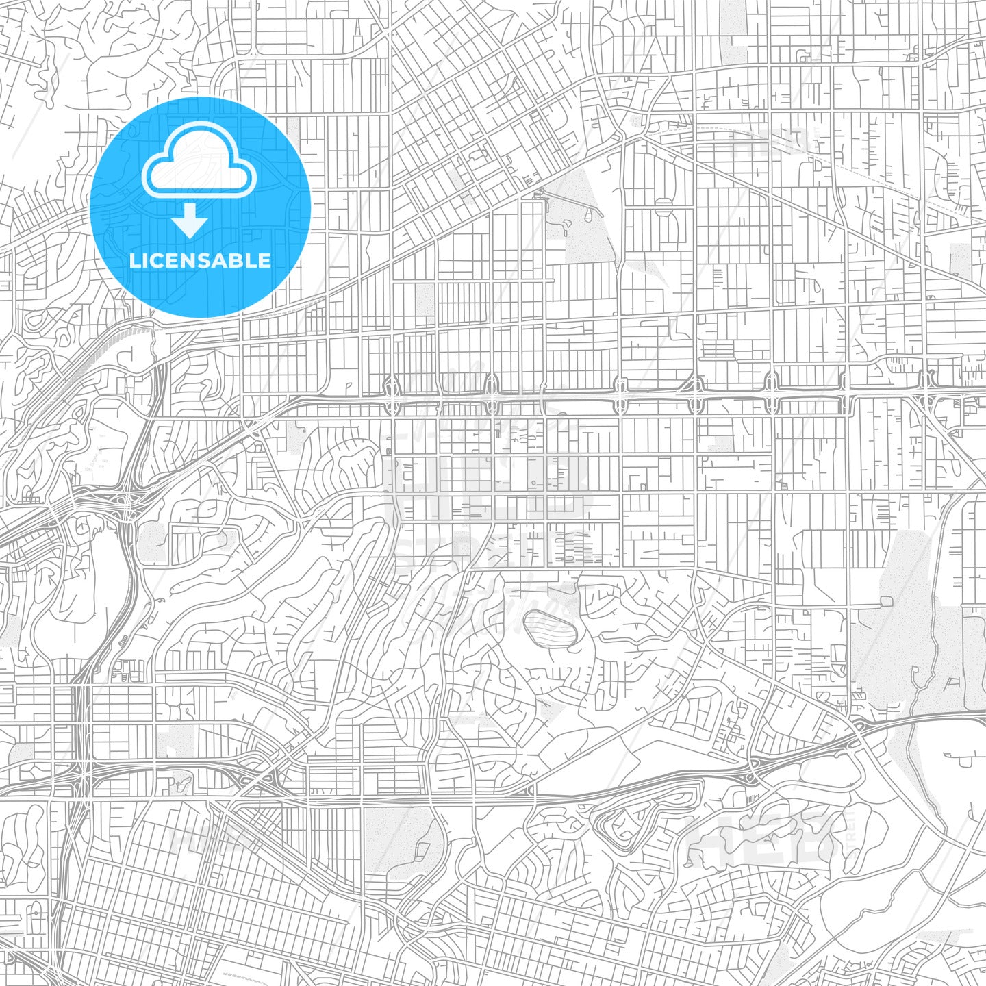 Monterey Park, California, USA, bright outlined vector map