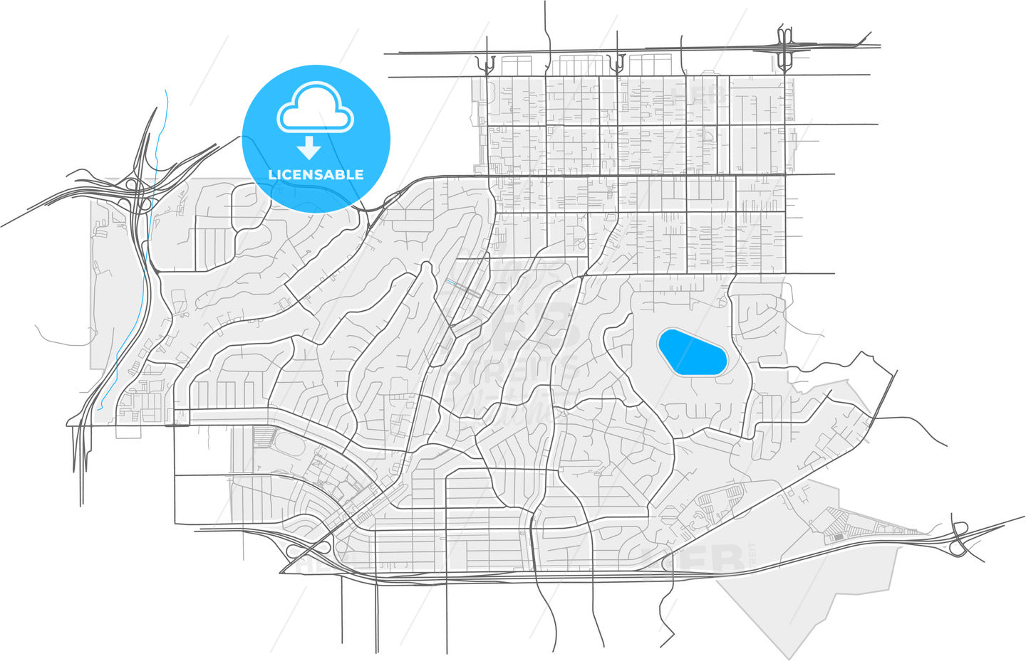 Monterey Park, California, United States, high quality vector map