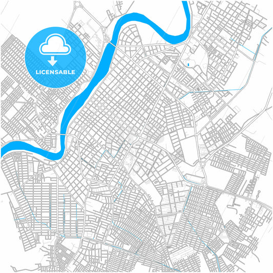 Monteria, Colombia, city map with high quality roads.