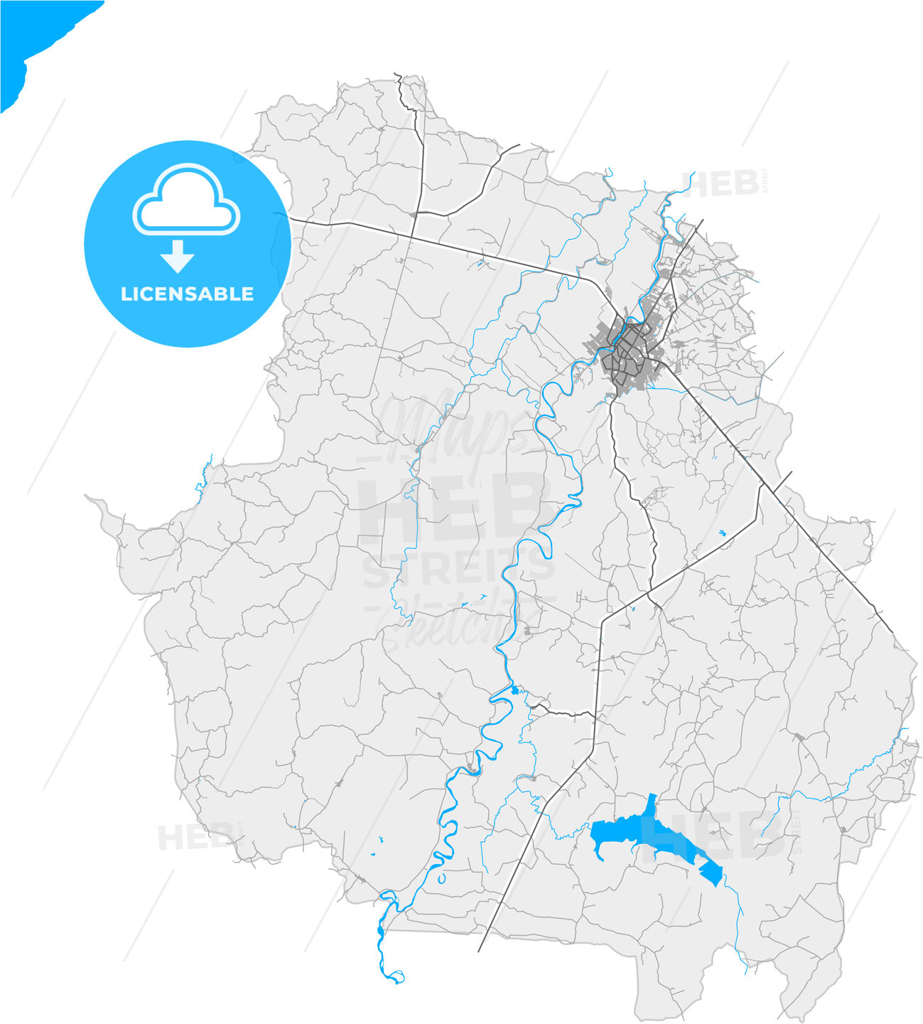 Monteria, Colombia, high quality vector map