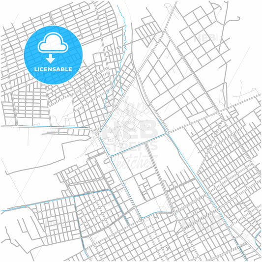 Montero, Bolivia, city map with high quality roads.