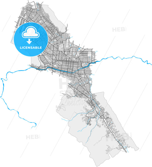 Monterrey, Nuevo León, Mexico, high quality vector map