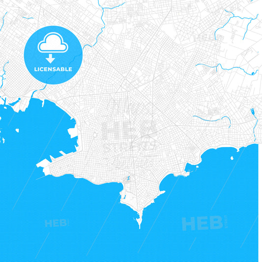 Montevideo, Uruguay PDF vector map with water in focus