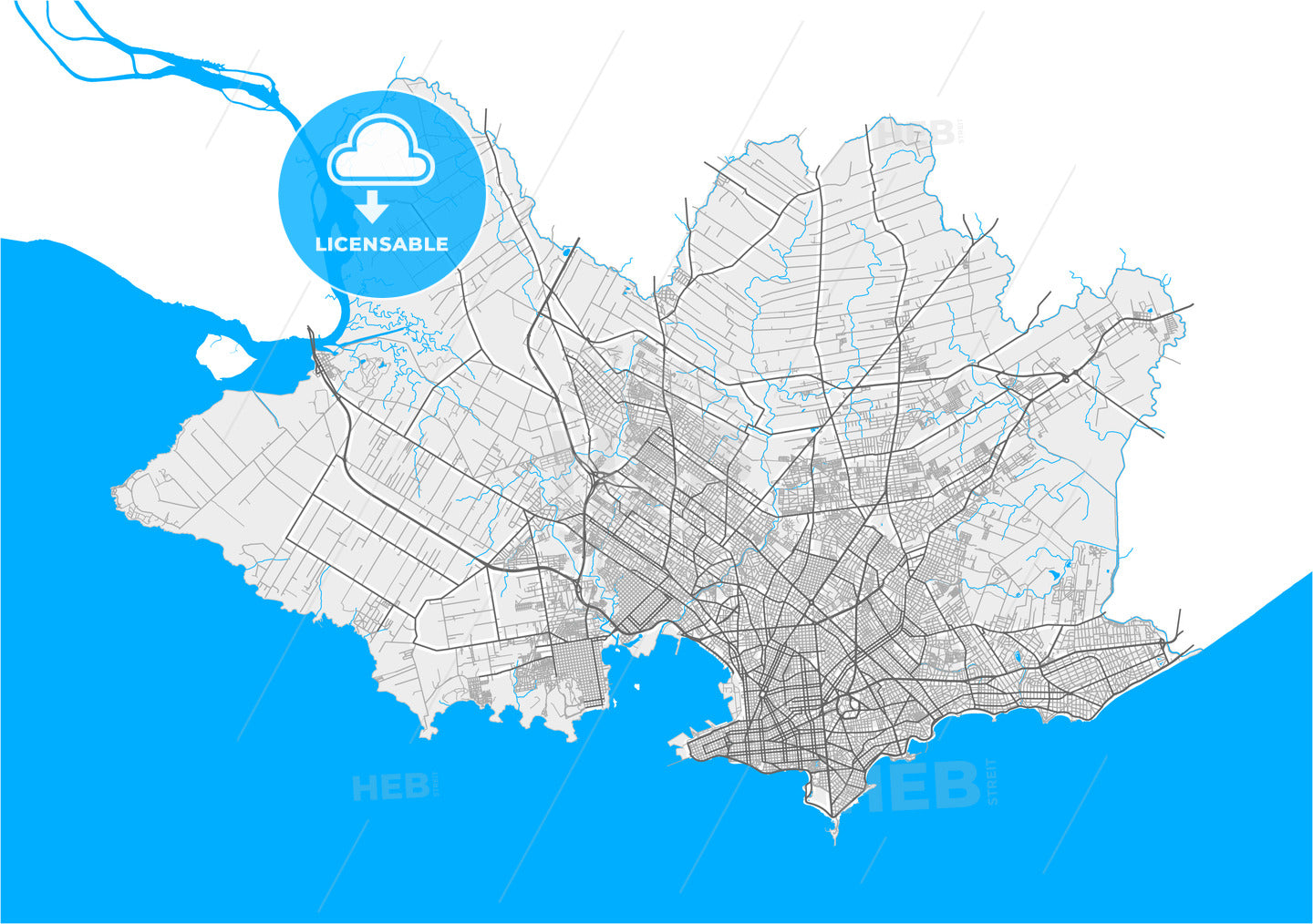 Montevideo, Uruguay, high quality vector map