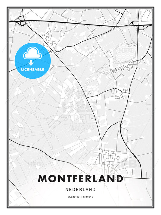 Montferland, Netherlands, Modern Print Template in Various Formats - HEBSTREITS Sketches