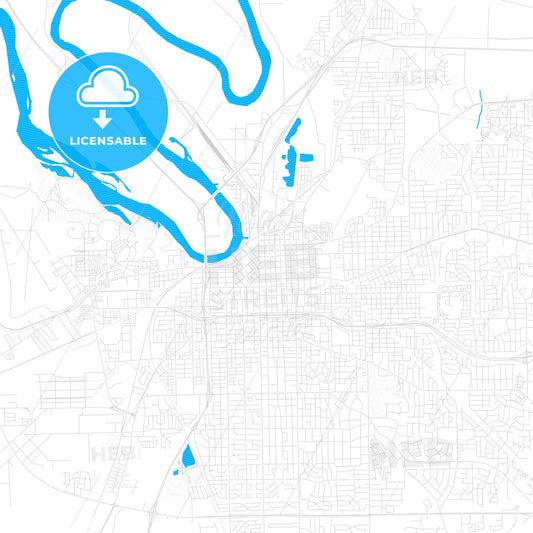 Montgomery, Alabama, United States, PDF vector map with water in focus